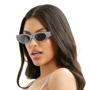 TOPFOXX Women's Gray Cateye Kat x Money Moves Sunglasses
